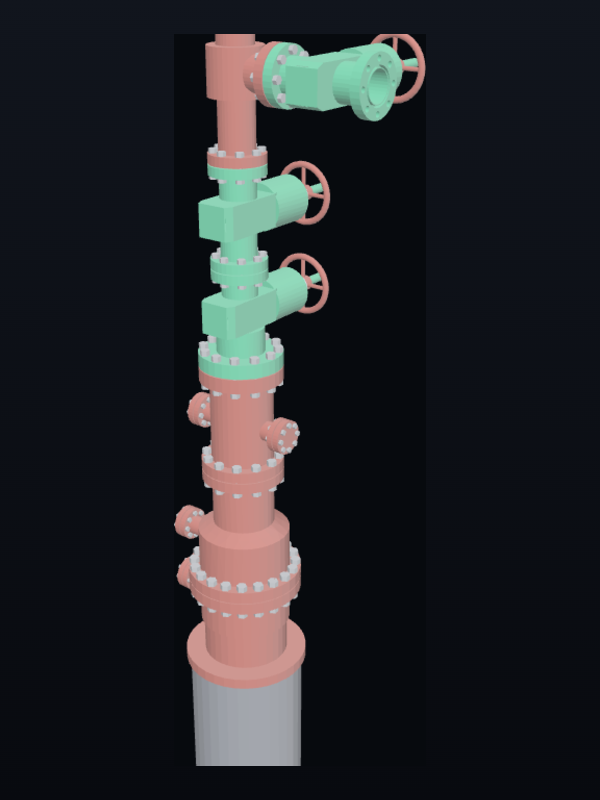 Sectioned view of the WH705 7 in 5M Wellhead & Christmas Tree mechanism
